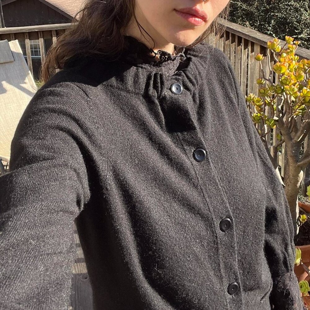 Designer black 100% cashmere cardigan